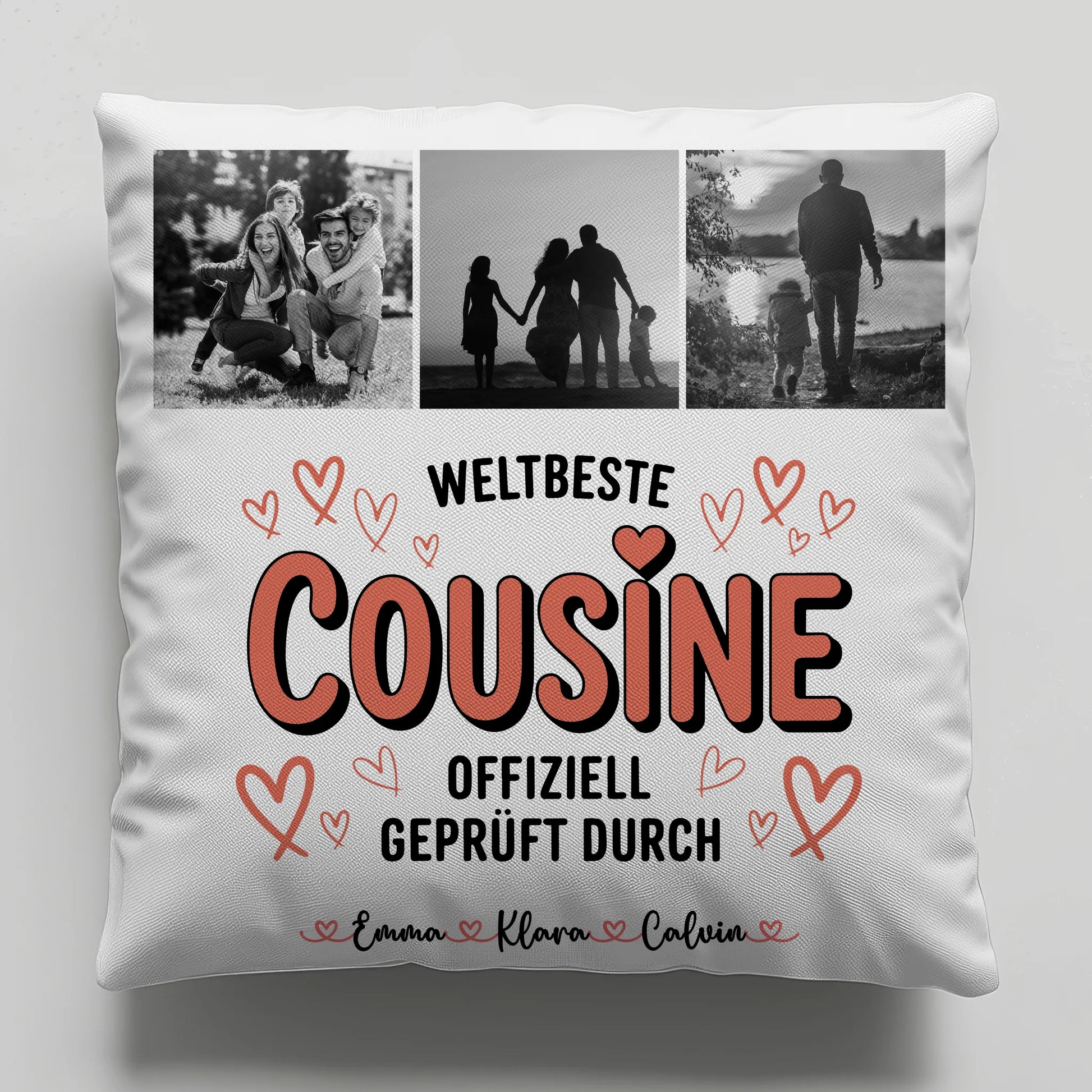 Kissen Mit Namen und Cousine Fotocollage Weltbeste Cousine Offiziell Geprüft Durch 1