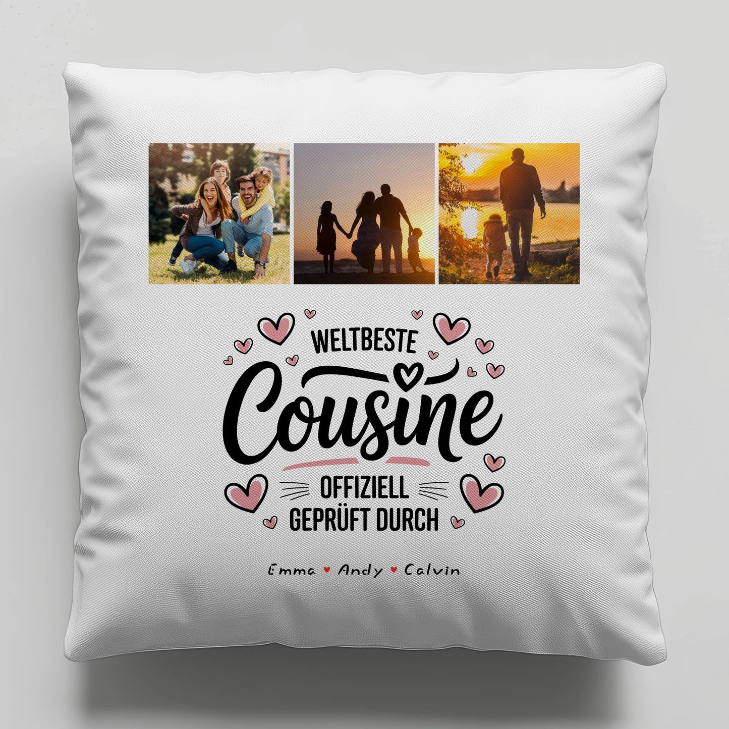 Namen Kissen Geschenk Fotocollage Cousine Weltbeste Cousine Offiziell Geprüft Durch