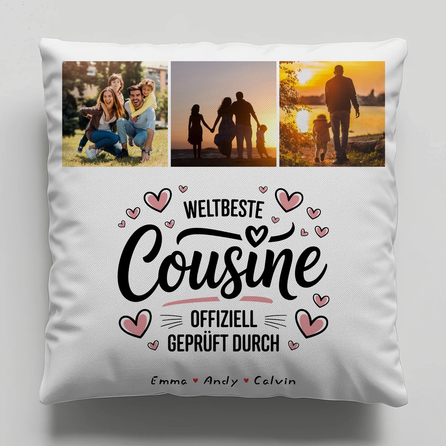 Namen Kissen Geschenk Fotocollage Cousine Weltbeste Cousine Offiziell Geprüft Durch 6