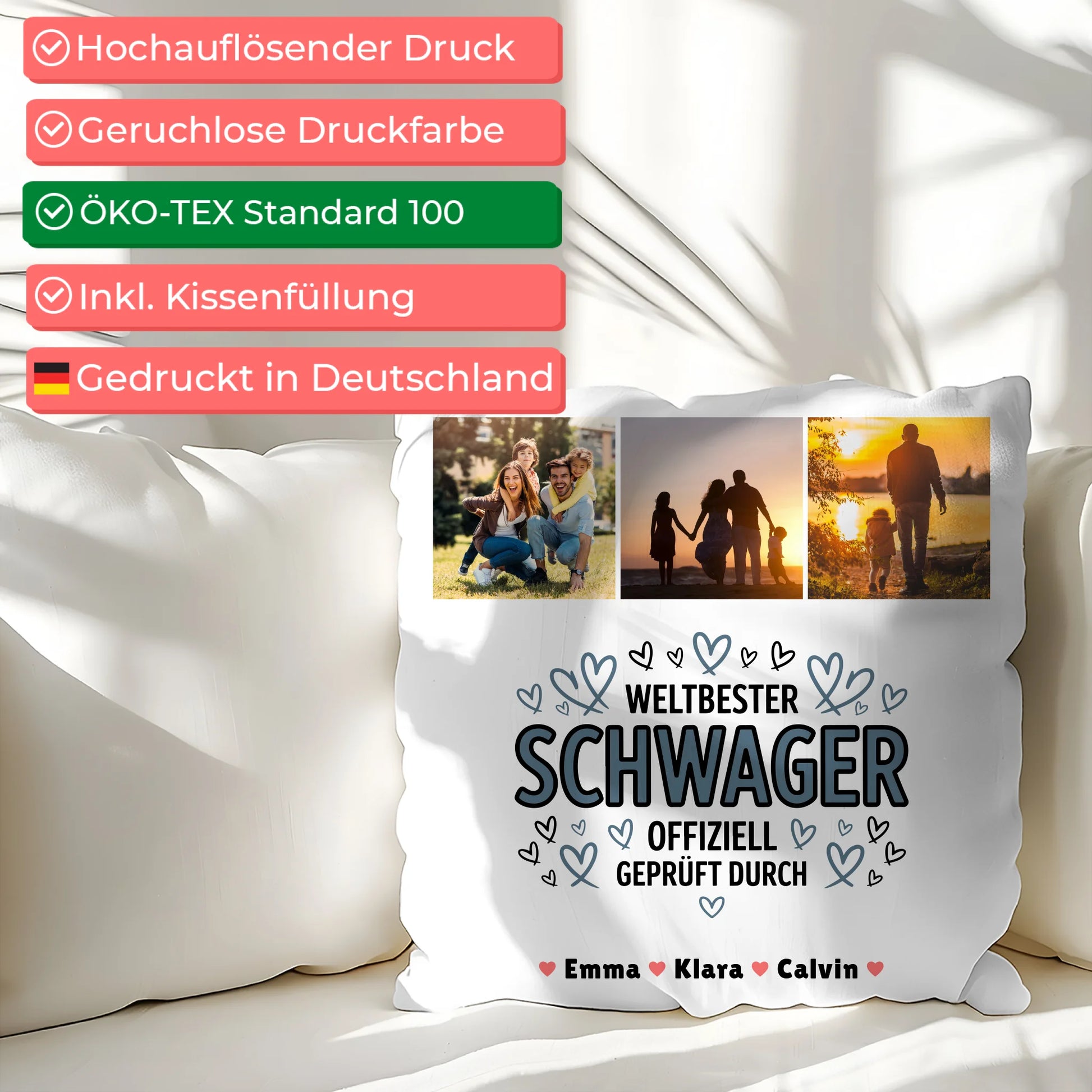 Personalisiertes Foto Kissen Mit Namen Geschenk Fotocollage Schwager Weltbester Schwager Offiziell Geprüft Durch 2