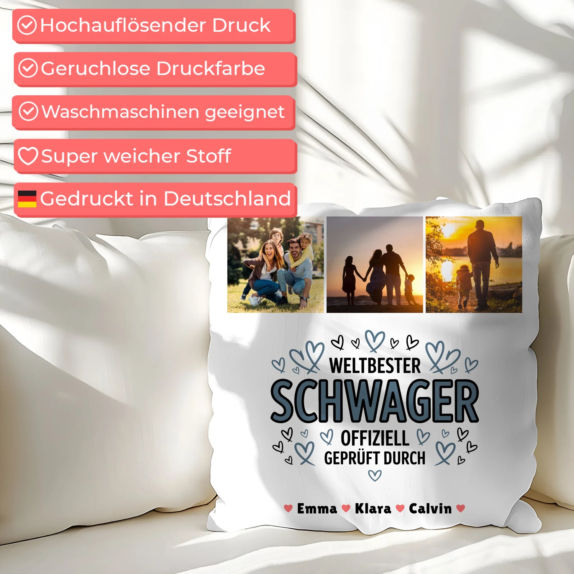 Personalisiertes Foto Kissen Mit Namen Geschenk Fotocollage Schwager Weltbester Schwager Offiziell Geprüft Durch 7