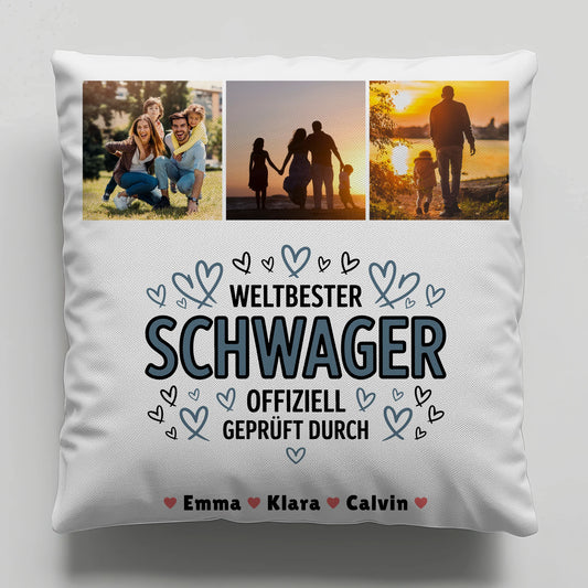 Personalisiertes Foto Kissen Mit Namen Geschenk Fotocollage Schwager Weltbester Schwager Offiziell Geprüft Durch 1