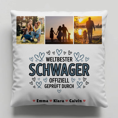 Personalisiertes Foto Kissen Mit Namen Geschenk Fotocollage Schwager Weltbester Schwager Offiziell Geprüft Durch 6