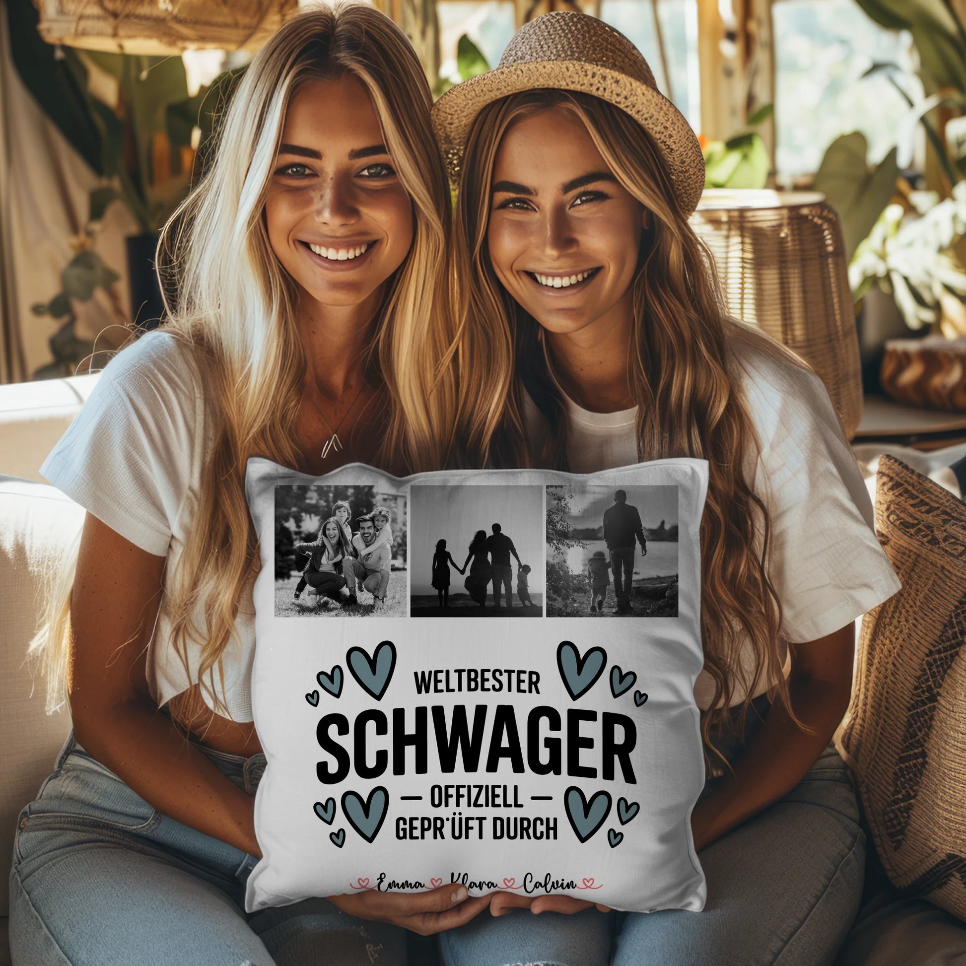 Personalisierte Namen Kissen mit Fotocollage Schwager Weltbester Schwager Offiziell Geprüft Durch 3