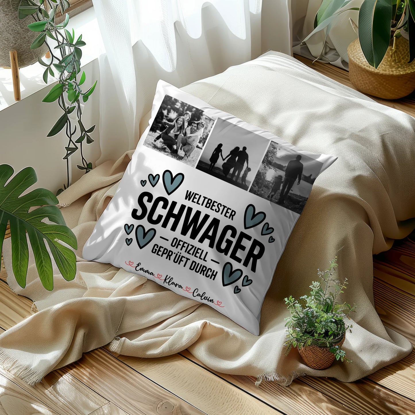 Personalisierte Namen Kissen mit Fotocollage Schwager Weltbester Schwager Offiziell Geprüft Durch 5