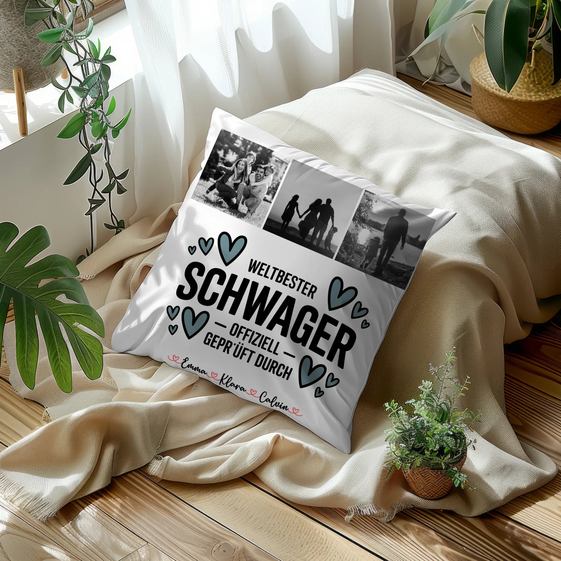 Personalisierte Namen Kissen mit Fotocollage Schwager Weltbester Schwager Offiziell Geprüft Durch 10