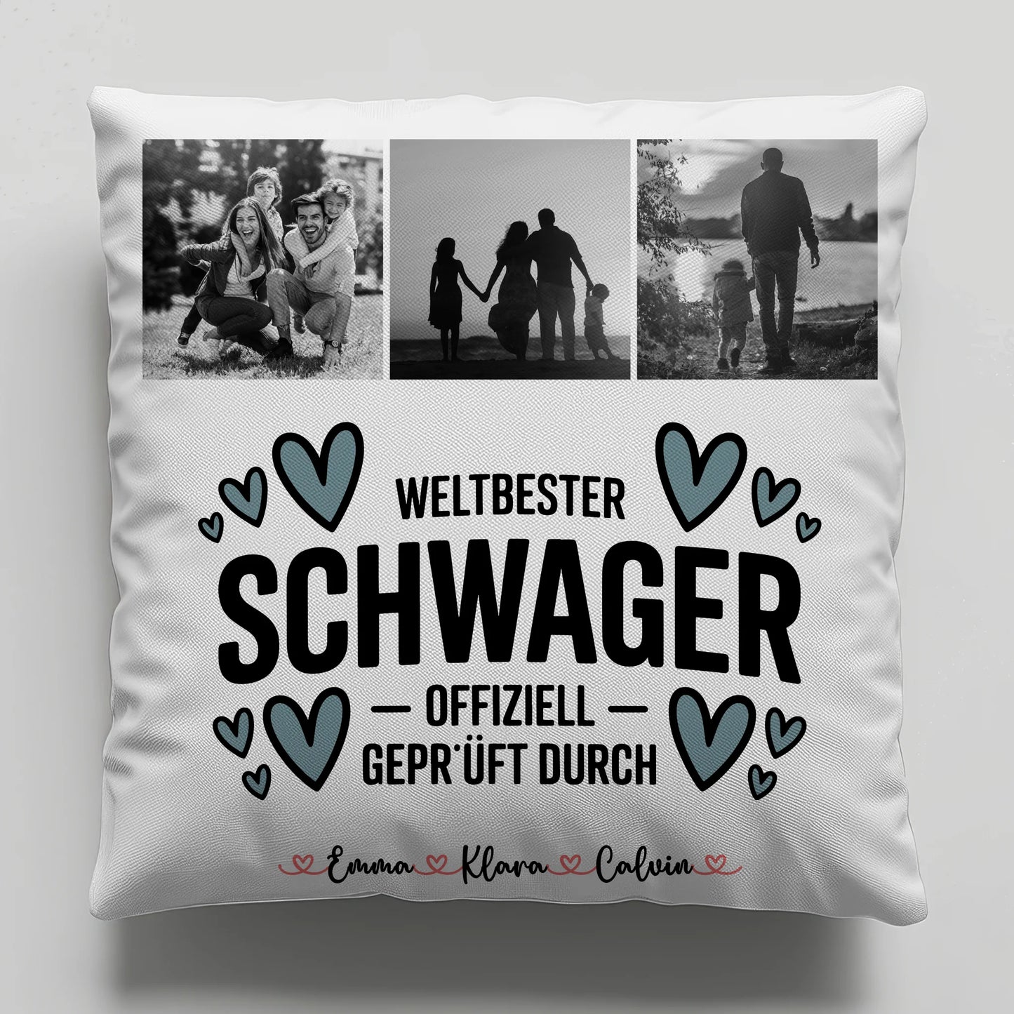 Personalisierte Namen Kissen mit Fotocollage Schwager Weltbester Schwager Offiziell Geprüft Durch 1