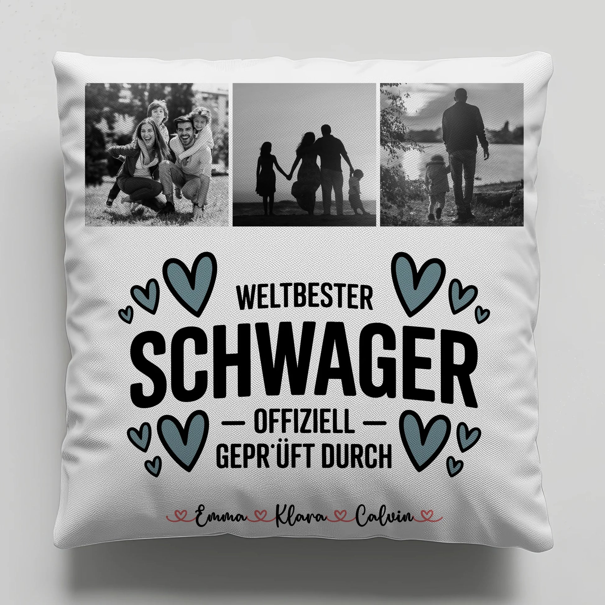 Personalisierte Namen Kissen mit Fotocollage Schwager Weltbester Schwager Offiziell Geprüft Durch 1