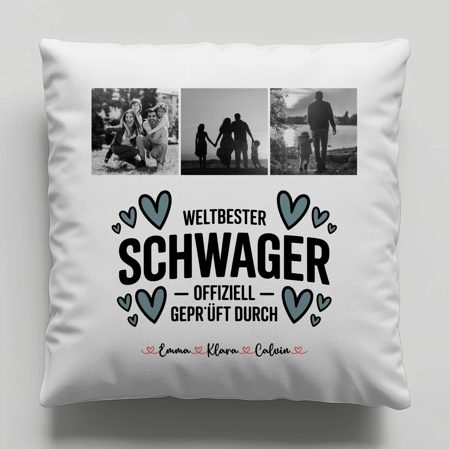 Personalisierte Namen Kissen mit Fotocollage Schwager Weltbester Schwager Offiziell Geprüft Durch