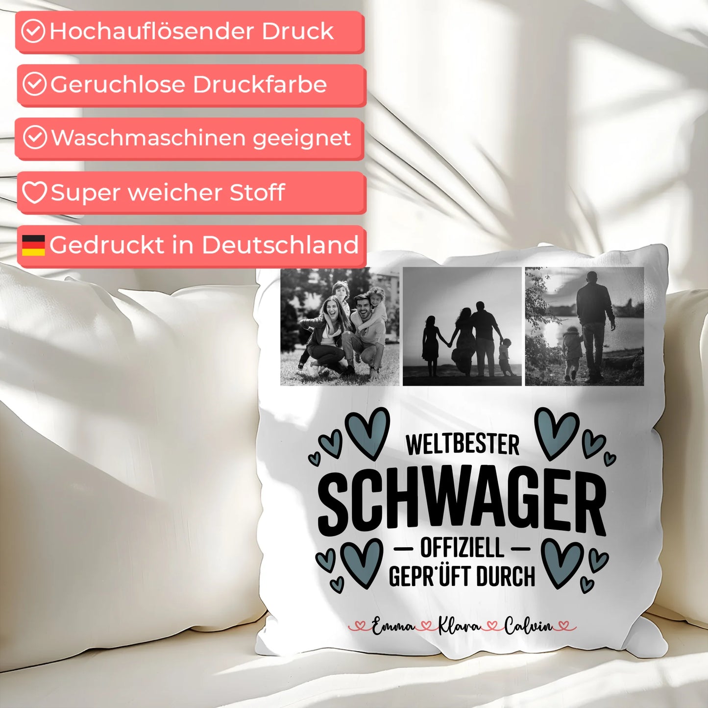 Personalisierte Namen Kissen mit Fotocollage Schwager Weltbester Schwager Offiziell Geprüft Durch 7