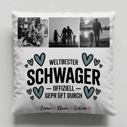 Personalisierte Namen Kissen mit Fotocollage Schwager Weltbester Schwager Offiziell Geprüft Durch 6