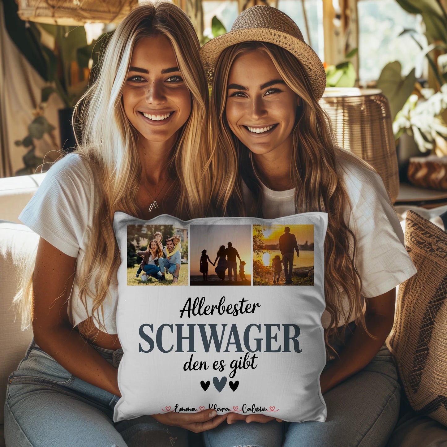 Personalisierte Geschenke mit Namen Kissen Fotocollage für Schwager Allerbester Schwager Den Es Gibt 3