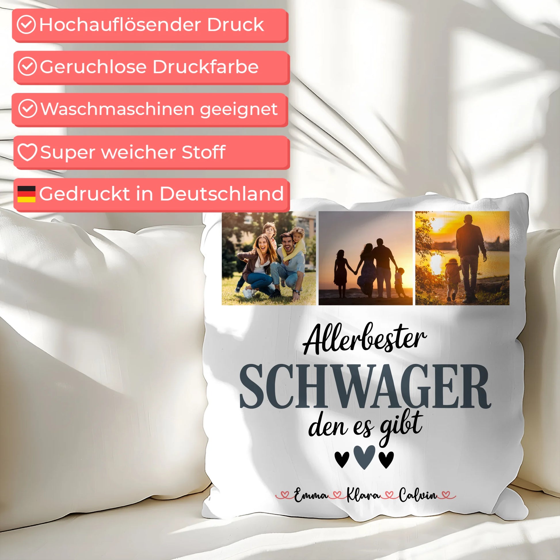 Personalisierte Geschenke mit Namen Kissen Fotocollage für Schwager Allerbester Schwager Den Es Gibt 7