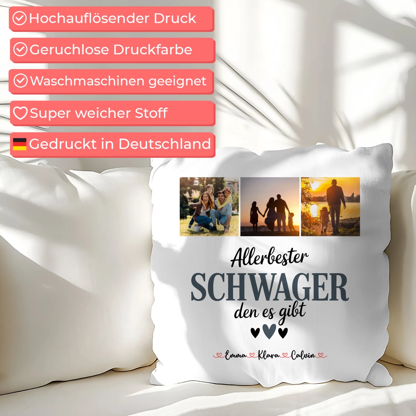 Personalisierte Geschenke mit Namen Kissen Fotocollage für Schwager Allerbester Schwager Den Es Gibt