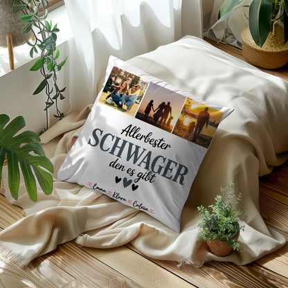 Personalisierte Geschenke mit Namen Kissen Fotocollage für Schwager Allerbester Schwager Den Es Gibt 10
