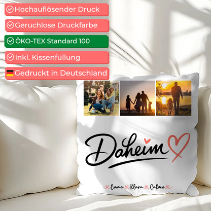 Kissen Mit Namen Familie Fotocollage für Familie Daheim personalisiertes Geschenk 2