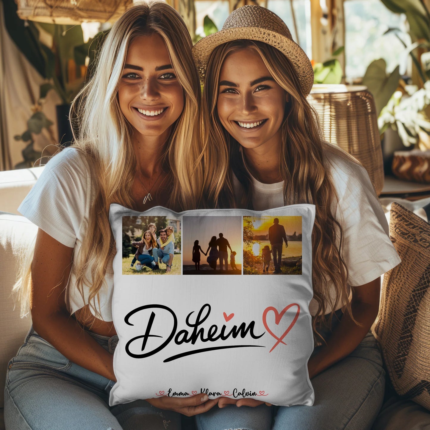 Kissen Mit Namen Familie Fotocollage für Familie Daheim personalisiertes Geschenk 3