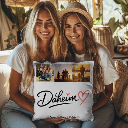 Kissen Mit Namen Familie Fotocollage für Familie Daheim personalisiertes Geschenk 3