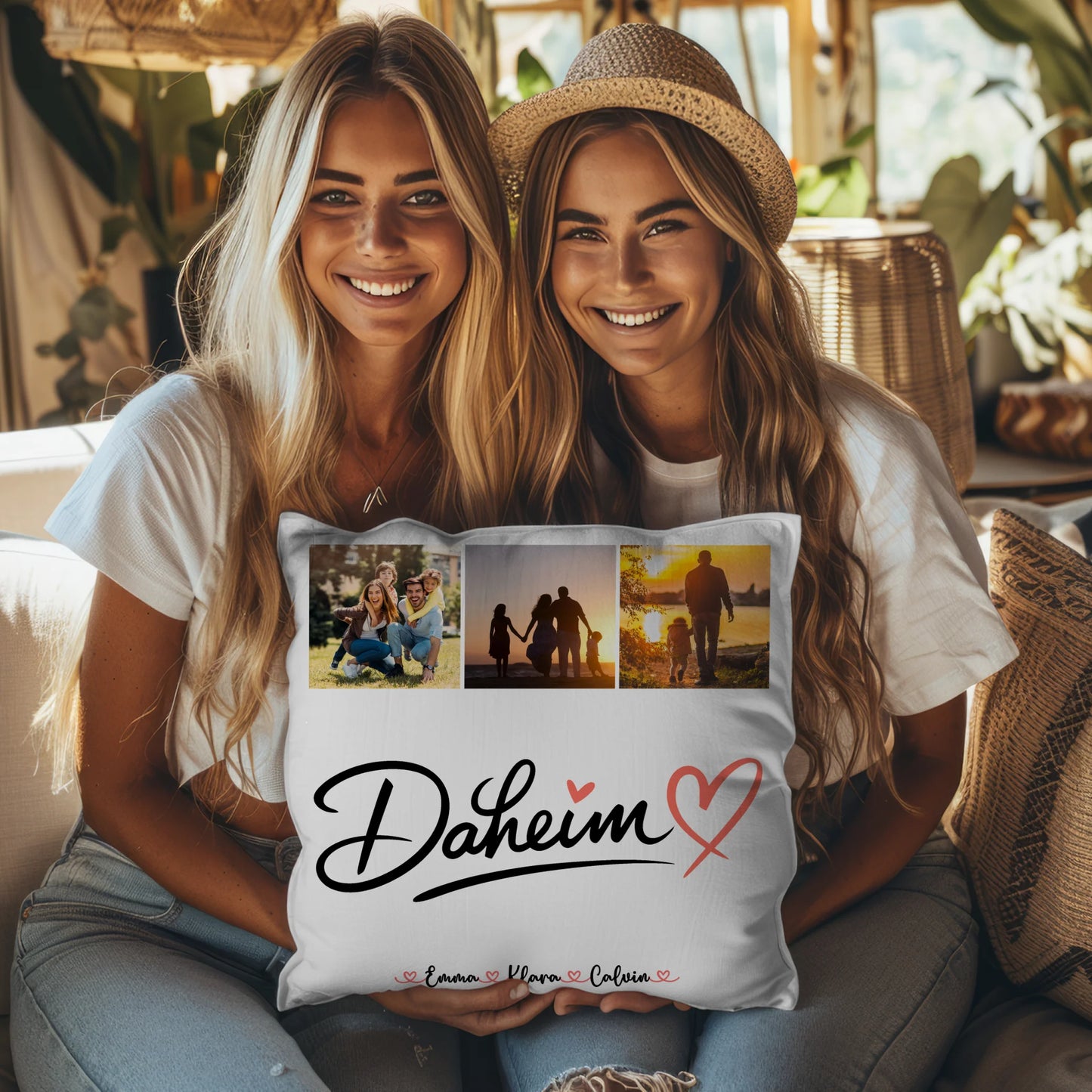 Kissen Mit Namen Familie Fotocollage für Familie Daheim personalisiertes Geschenk 8