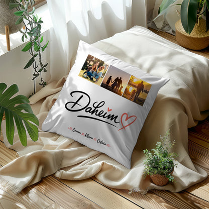 Kissen Mit Namen Familie Fotocollage für Familie Daheim personalisiertes Geschenk