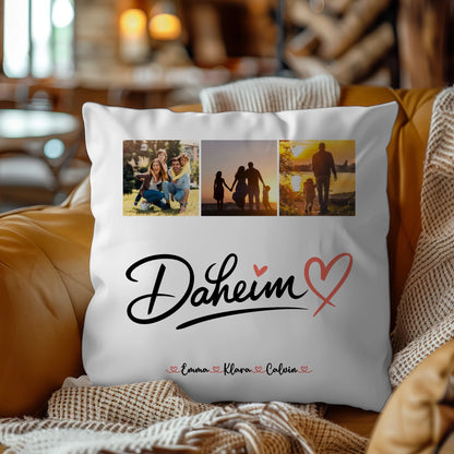 Kissen Mit Namen Familie Fotocollage für Familie Daheim personalisiertes Geschenk