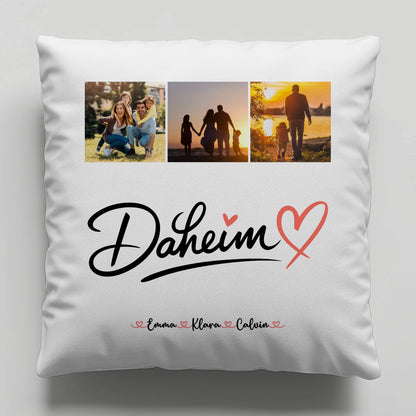 Kissen Mit Namen Familie Fotocollage für Familie Daheim personalisiertes Geschenk