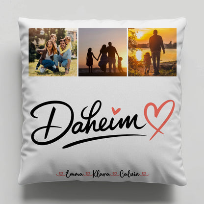 Kissen Mit Namen Familie Fotocollage für Familie Daheim personalisiertes Geschenk 1