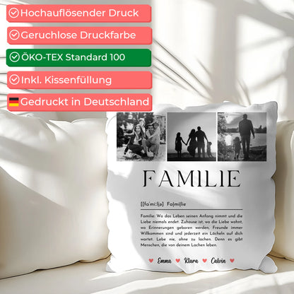Personalisierte Familien Kissen Mit Namen Familie Fotocollage Definition Familie 2
