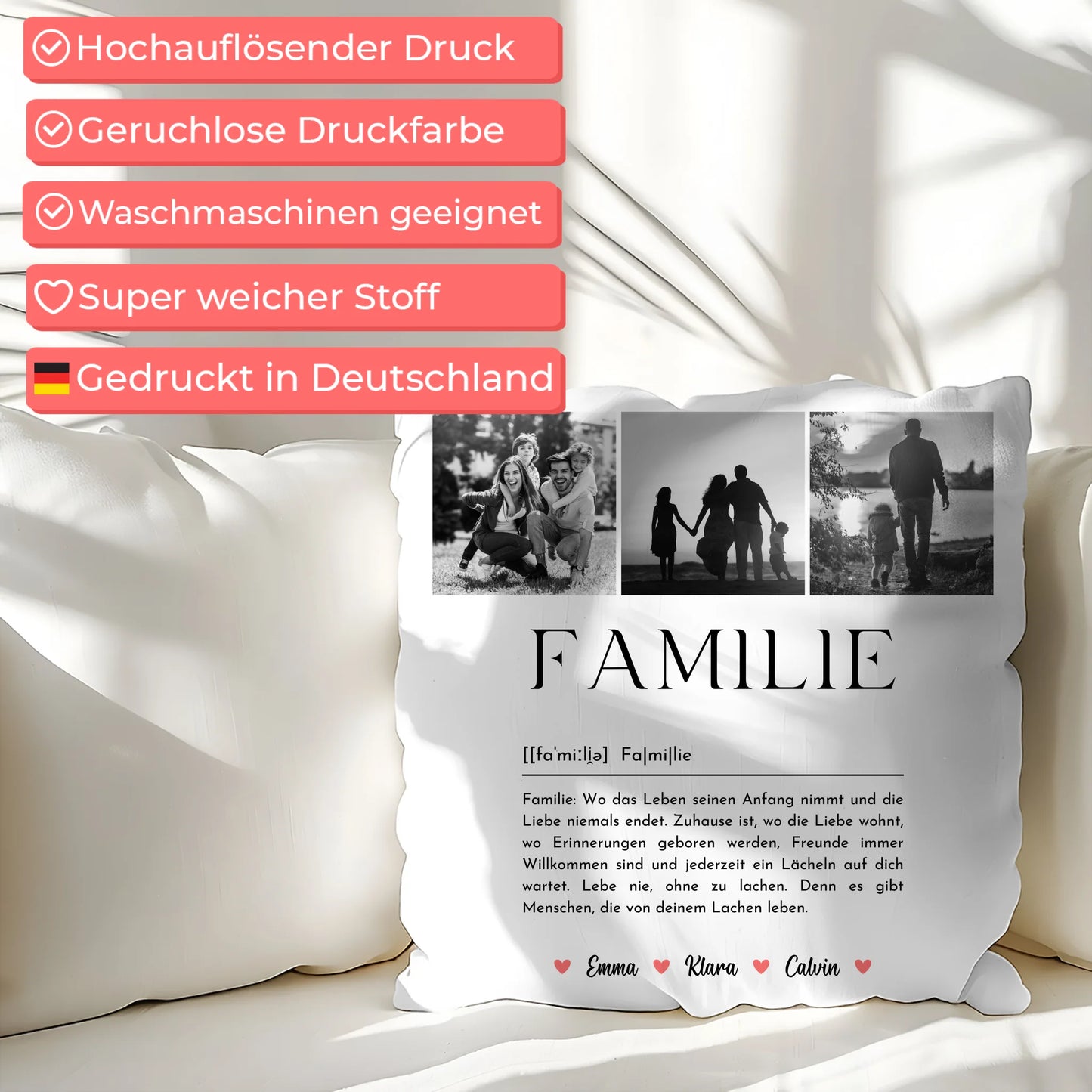 Personalisierte Familien Kissen Mit Namen Familie Fotocollage Definition Familie 7