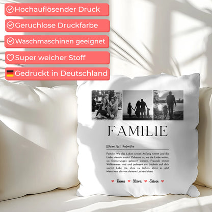 Personalisierte Familien Kissen Mit Namen Familie Fotocollage Definition Familie
