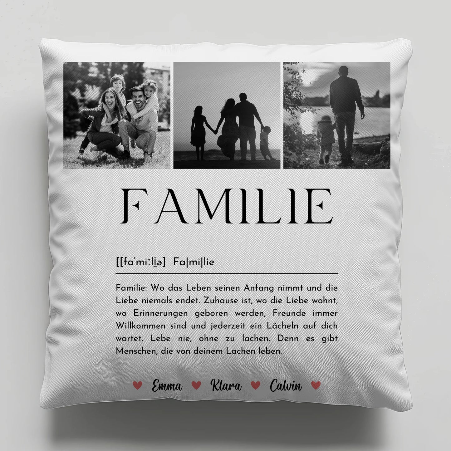 Personalisierte Familien Kissen Mit Namen Familie Fotocollage Definition Familie 1