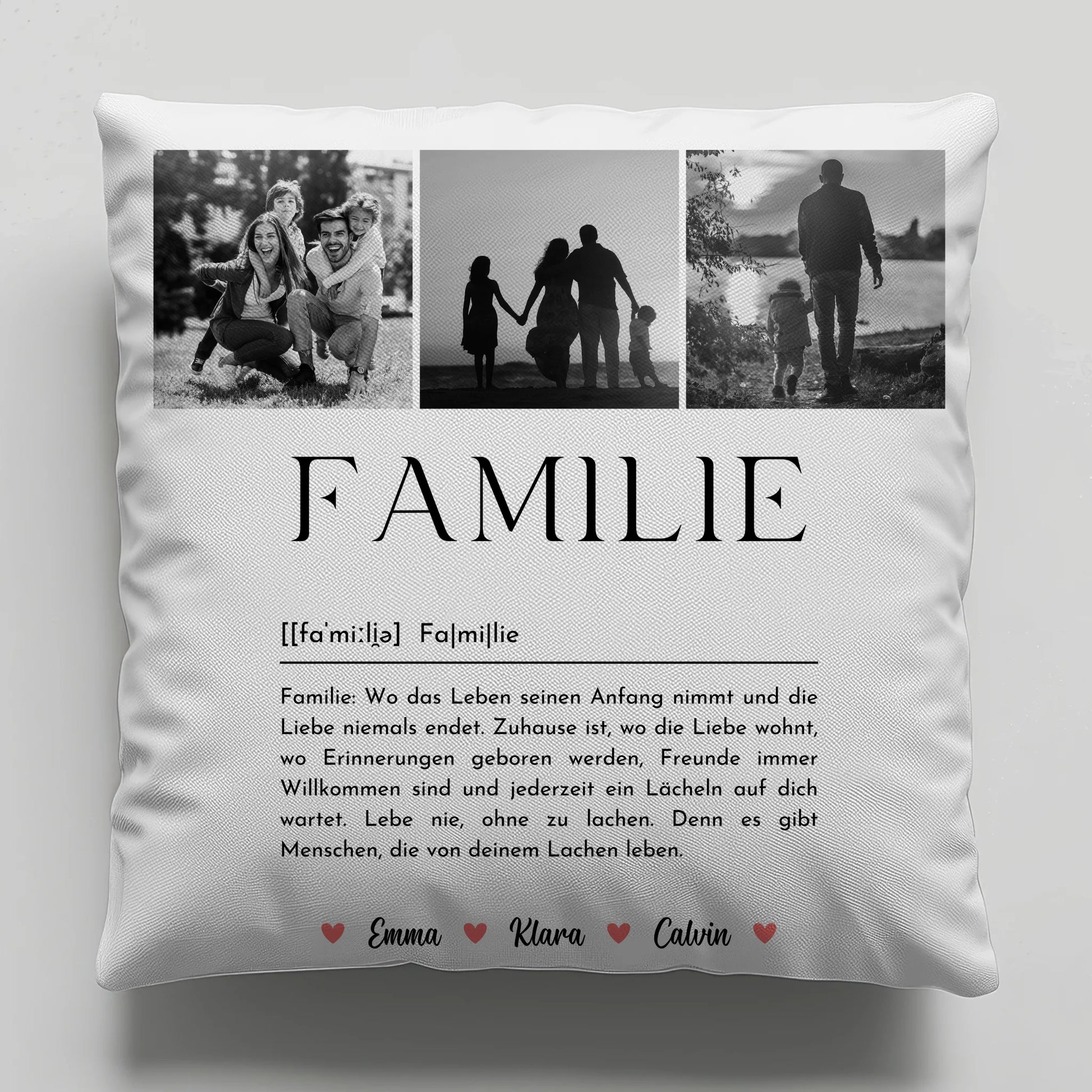 Personalisierte Familien Kissen Mit Namen Familie Fotocollage Definition Familie 1