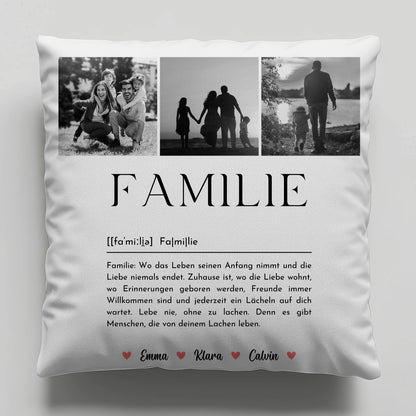 Personalisierte Familien Kissen Mit Namen Familie Fotocollage Definition Familie 1