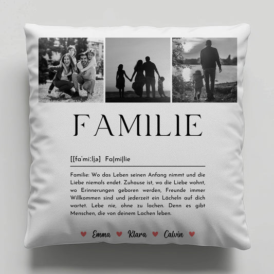 Personalisierte Familien Kissen Mit Namen Familie Fotocollage Definition Familie 1