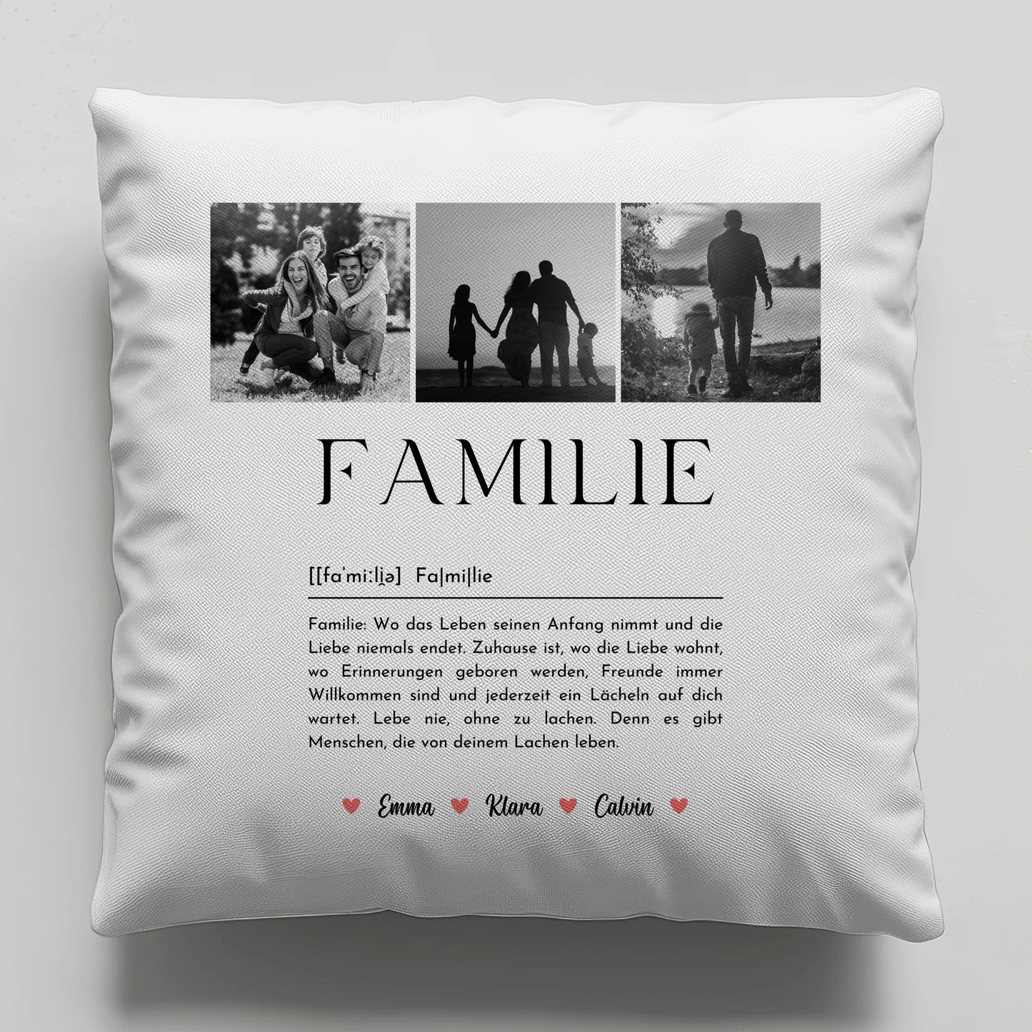 Personalisierte Familien Kissen Mit Namen Familie Fotocollage Definition Familie