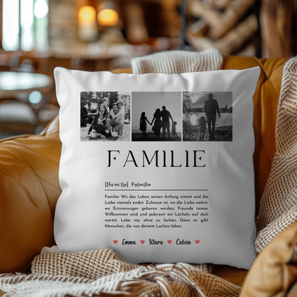 Personalisierte Familien Kissen Mit Namen Familie Fotocollage Definition Familie