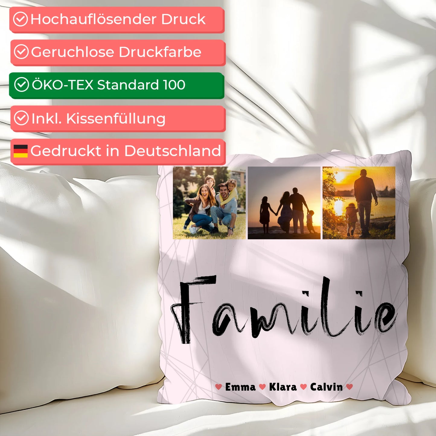 Personalisierte Kissen Mit Namen Familie Geschenk Fotocollage Familie für besondere Anlässe 2