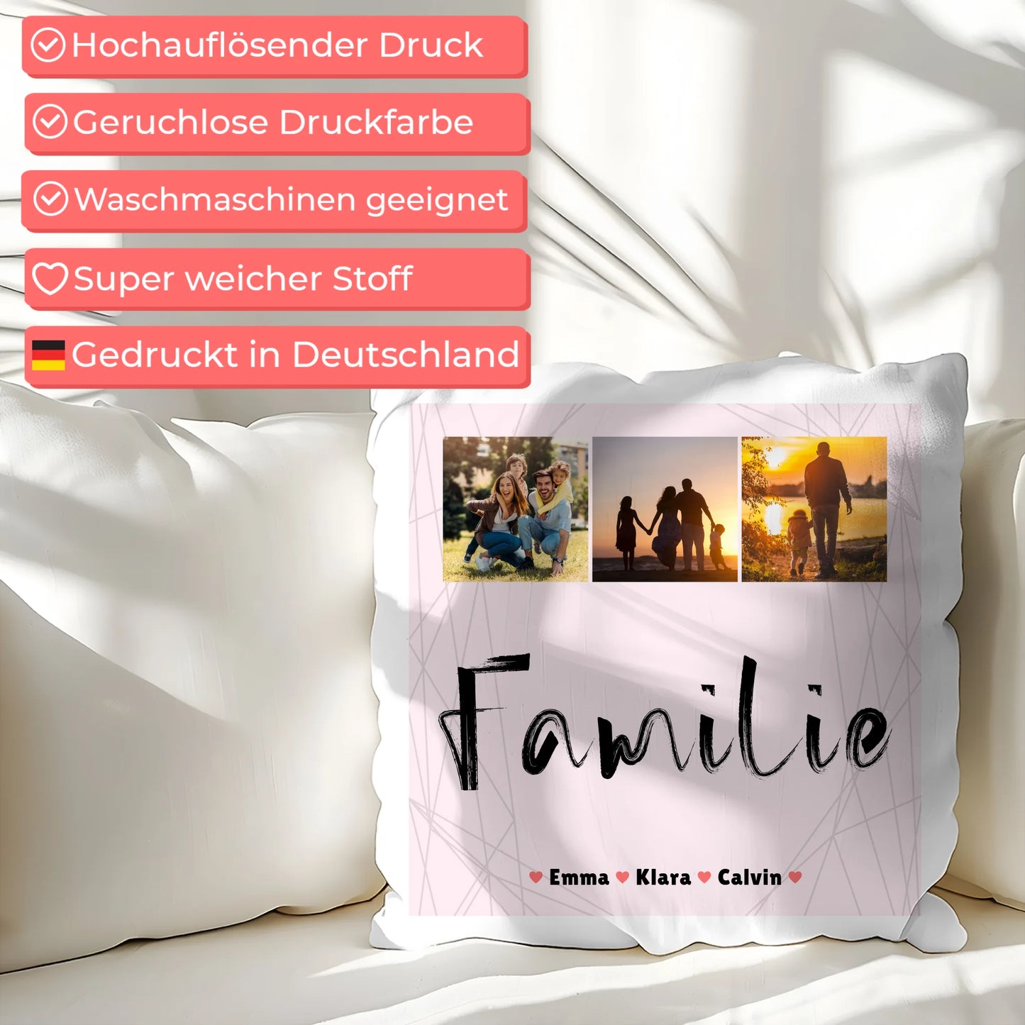 Personalisierte Kissen Mit Namen Familie Geschenk Fotocollage Familie für besondere Anlässe