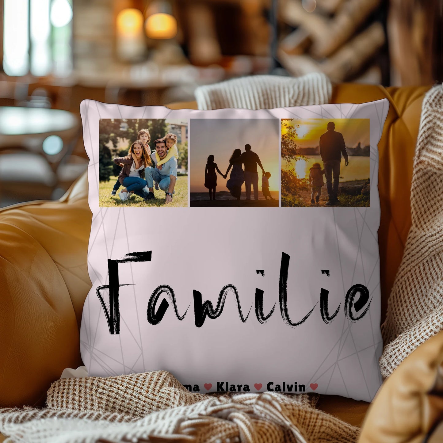Personalisierte Kissen Mit Namen Familie Geschenk Fotocollage Familie für besondere Anlässe 4