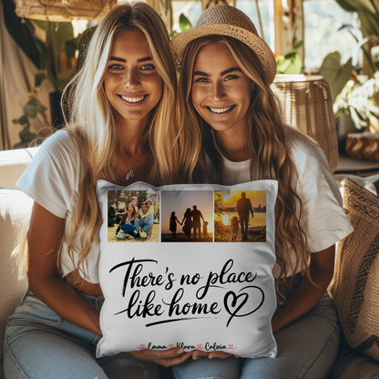Familien Kissen Mit Namen Fotocollage für Familie No Place Like Home personalisiertes Geschenk 3