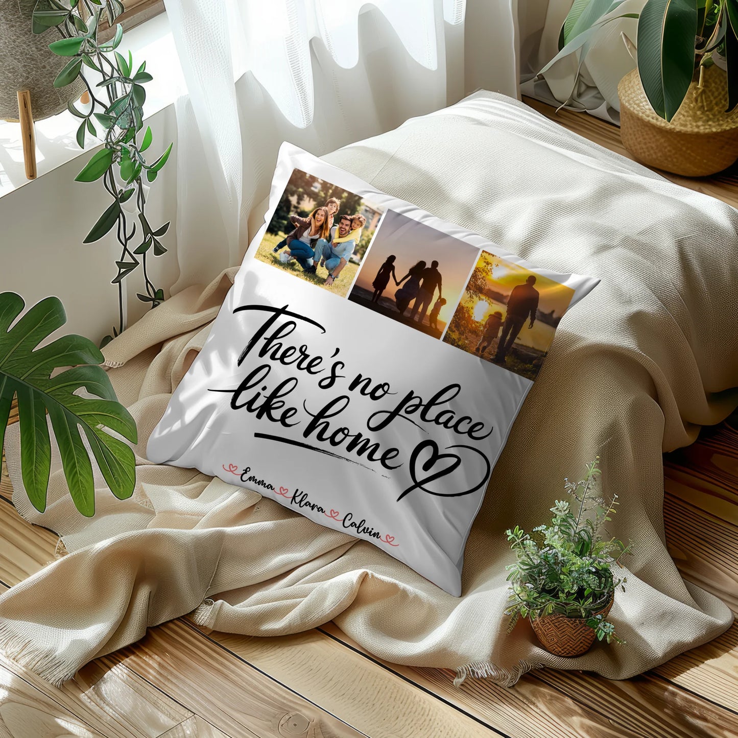 Familien Kissen Mit Namen Fotocollage für Familie No Place Like Home personalisiertes Geschenk 5