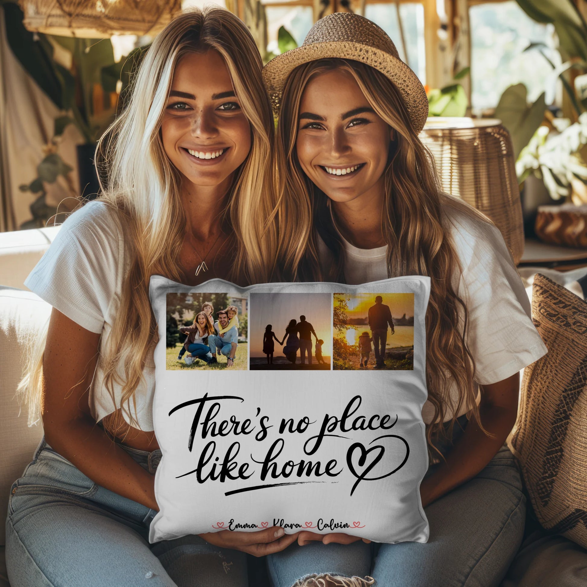 Familien Kissen Mit Namen Fotocollage für Familie No Place Like Home personalisiertes Geschenk 8