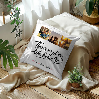 Familien Kissen Mit Namen Fotocollage für Familie No Place Like Home personalisiertes Geschenk