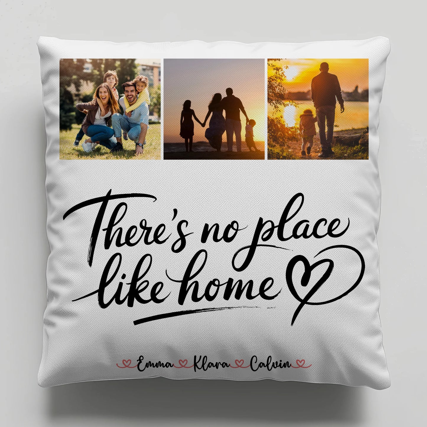 Familien Kissen Mit Namen Fotocollage für Familie No Place Like Home personalisiertes Geschenk 6