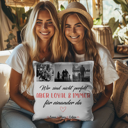 Kissen Mit Namen Familie Fotocollage Nicht Perfekt Aber Loyal Personalisiertes Geschenk 3