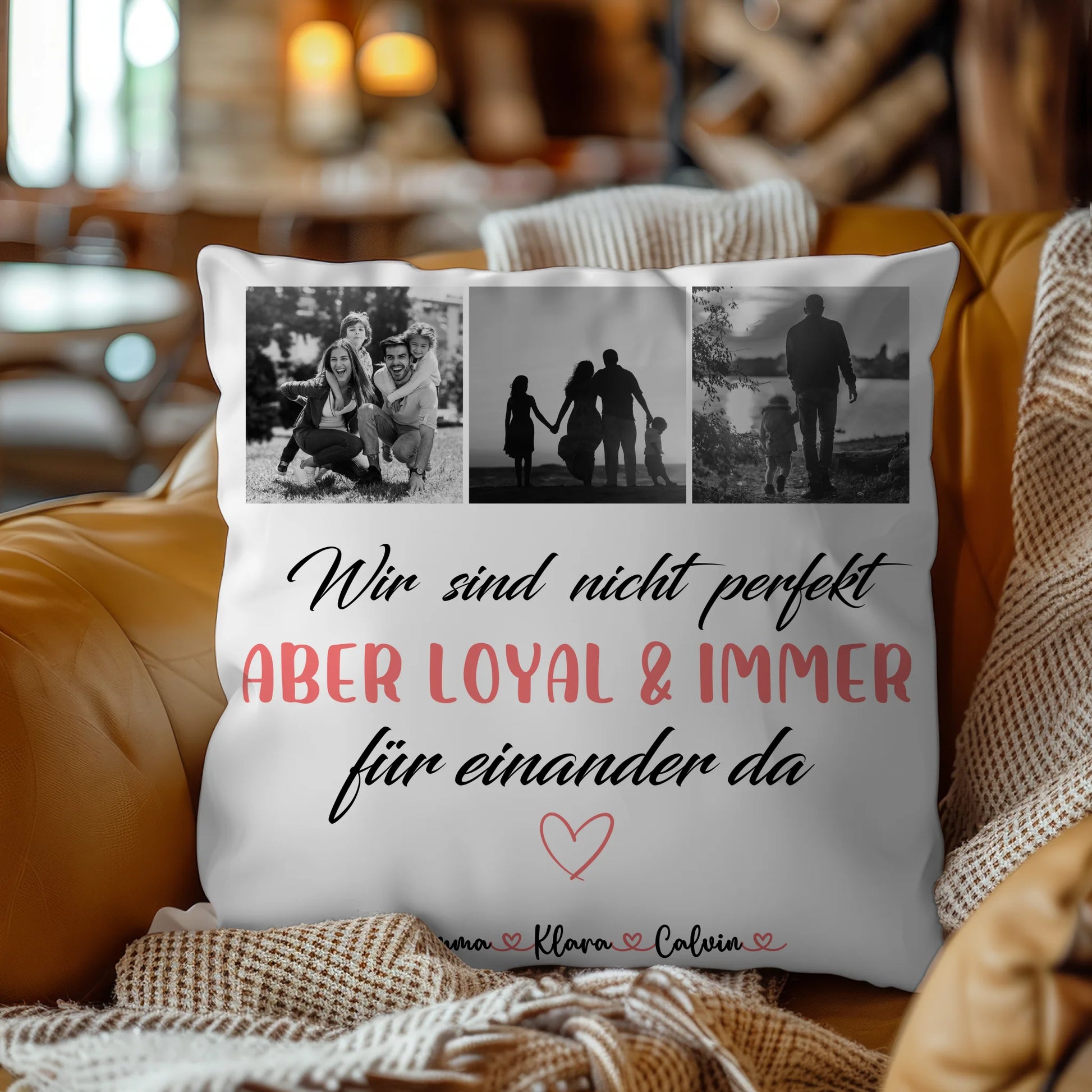 Kissen Mit Namen Familie Fotocollage Nicht Perfekt Aber Loyal Personalisiertes Geschenk 9