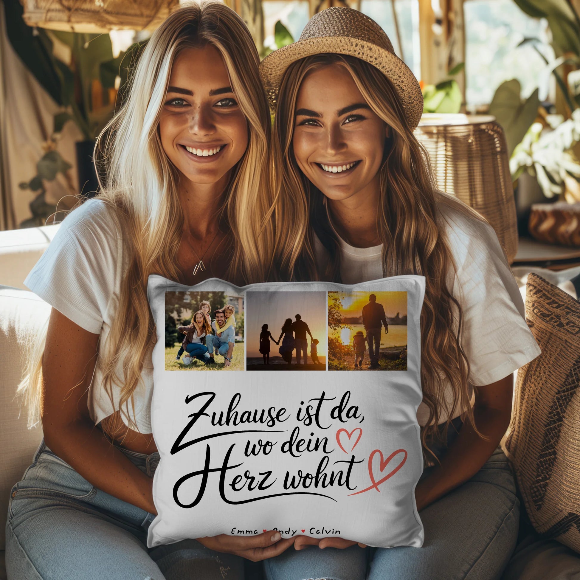 Kissen Mit Namen Familie Geschenk Fotocollage Familie Wo Dein Herz Wohnt 3
