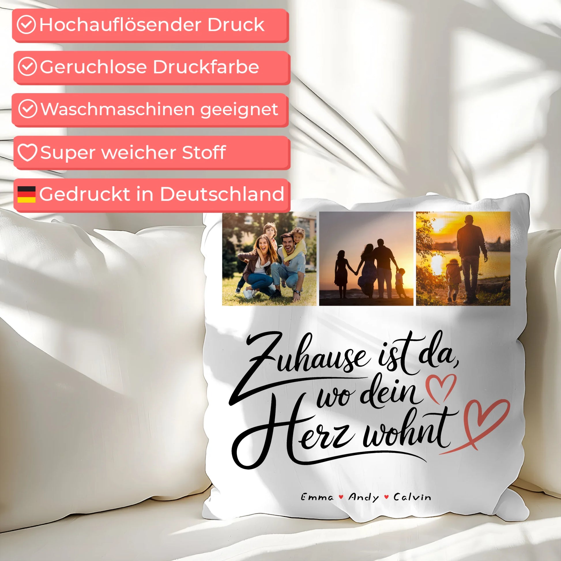 Kissen Mit Namen Familie Geschenk Fotocollage Familie Wo Dein Herz Wohnt 7
