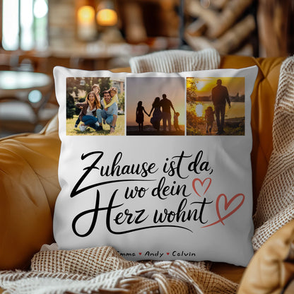 Kissen Mit Namen Familie Geschenk Fotocollage Familie Wo Dein Herz Wohnt 9