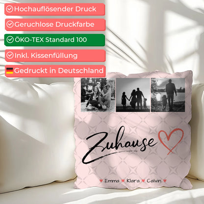 Familien Kissen Mit Namen Fotocollage Familie personalisiert Zuhause Geschenk 2